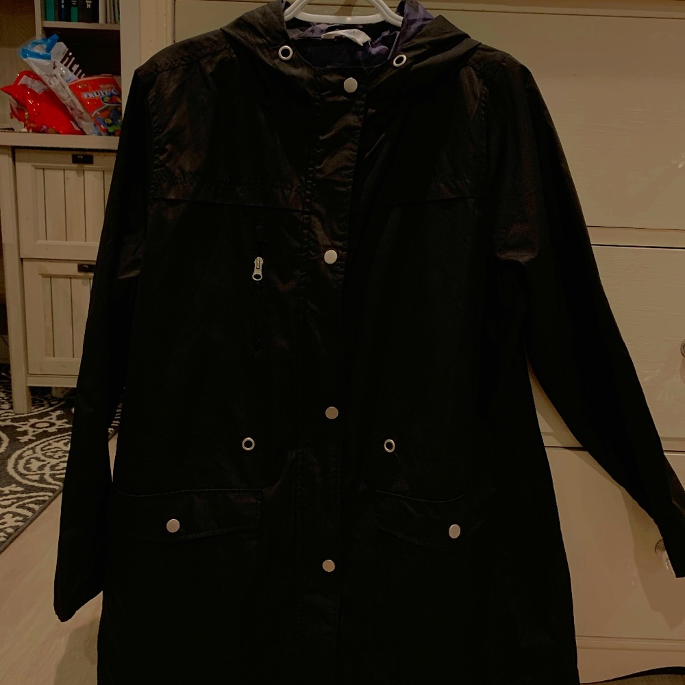 black women's hooded rain coat